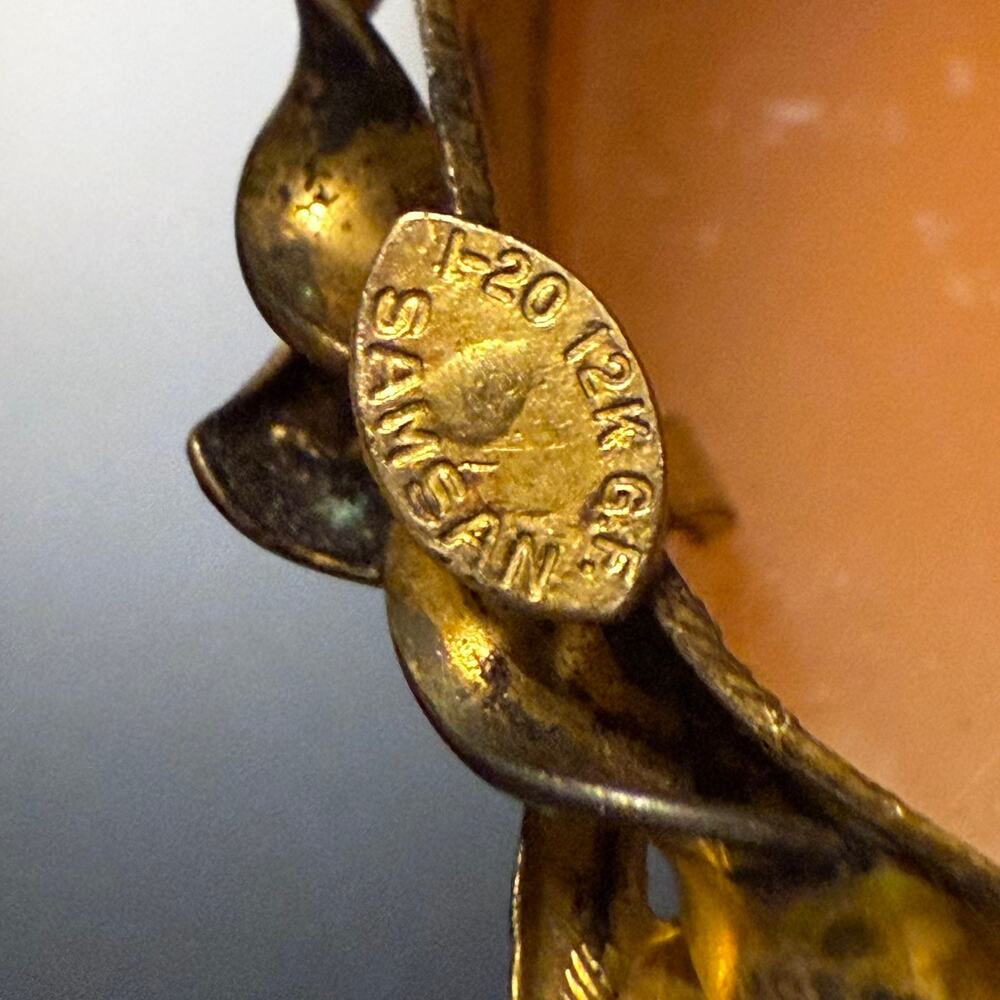 🎊HP!🎊Vintage Samsan 1/20 12k Gold Filled Hand Carved Shell Cameo - Picture 7 of 7